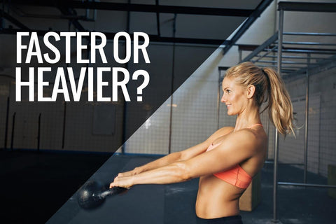 Woman rowing beside faster or heavier training text
