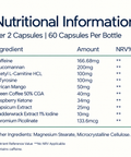 HiProLean nutritional information per 2 capsules, including 166.68mg caffeine, 60 capsules per bottle