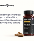 HiProLean bottle with capsules: caffeine, green coffee, glucomannan, L-tyrosine and L-carnitine formula