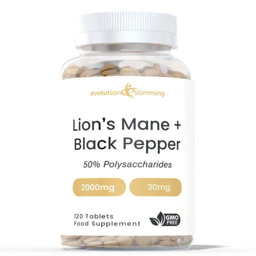 Lions Mane + Black Pepper - 2000mg + 30mg Tablets Evolution Slimming